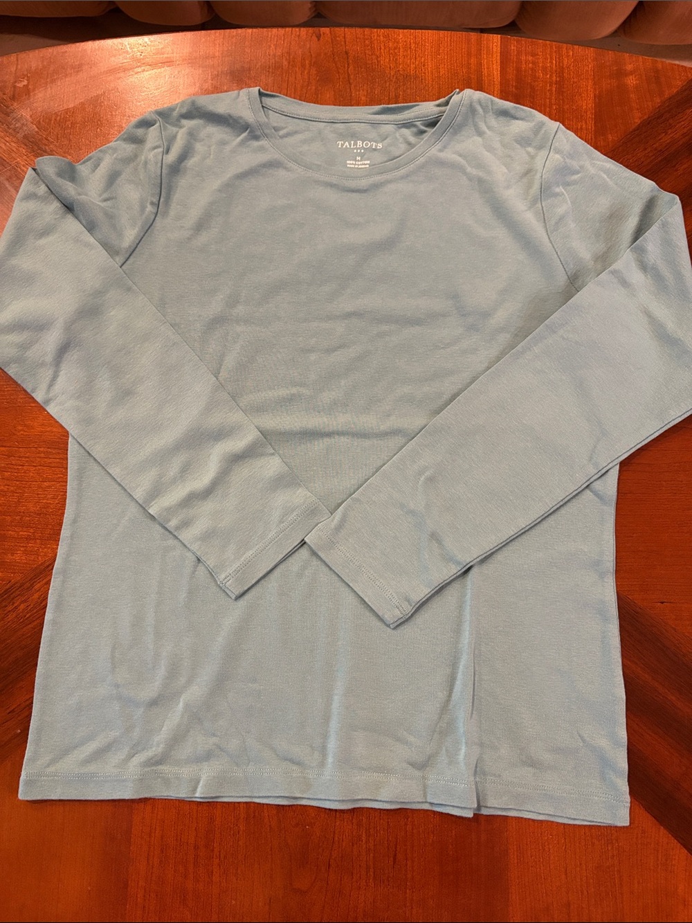Talbots Women’s Soft Blue/Green Long-Sleeve Crewneck Tee